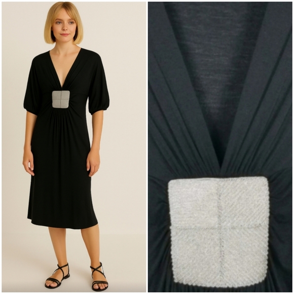 Twelfth Street by Cynthia Vincent Jersey Dress with Silver Cording Detail XS - Picture 1 of 12